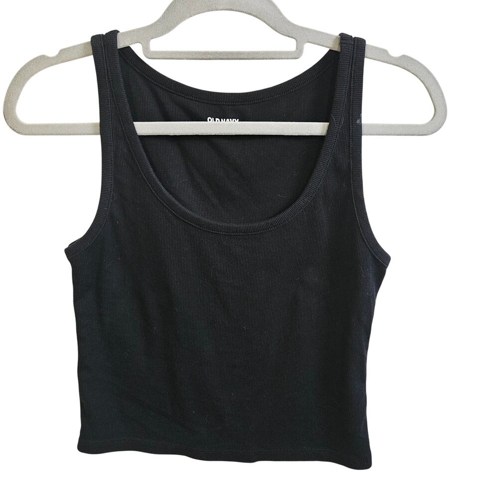 Old Navy Ribbed Tank Top Solid Black Casual Everyday Basic Women's Size L